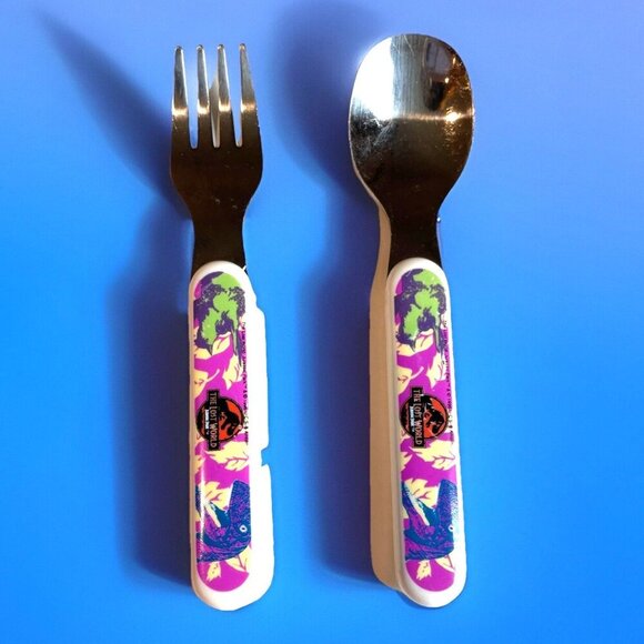 Vintage 1996 Zak Designs Jurassic Park The Lost World Child's Fork & Spoon RARE - Picture 1 of 6